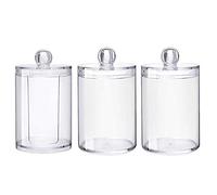 Wresetly Juego de 3 vasos de almacenamiento transparentes de algodón con tapa, dispensador de vasos para maquillaje, cosméticos, cuarto de baño