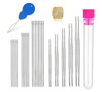 Wresetly Juego de 30 cuentas de 5 tamaños, 10 unidades de ojos y 20 largas rectas para fácil enhebrado