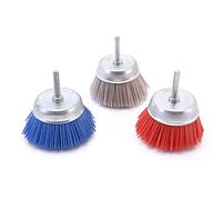 Wresetly Juego de cepillos con una taza abrasiva de nailon de 3 (7,6 cm) con un vástago de 1/4, incluye eliminación de óxido, grueso, medio fino