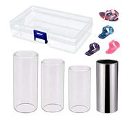 Wresetly - Juego de guitarra (7 cm/6 cm/5 Cm) 1 carril deslizante de acero inoxidable 4 púas para el pulgar y los dedos con caja de almacenamiento