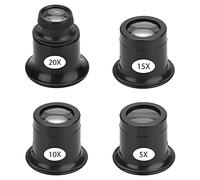 Wresetly Juego de lupas de aumento de 4 unidades, juego de lupas de 5 x 10 x 15 x 20 x para reparación de relojes y joyas, Negro