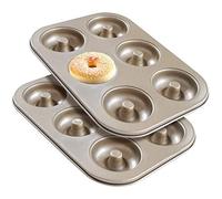 Wresetly Madeleine Pan - Sartén antiadherente para rosquillas, 2 unidades, acero al carbono, forma de rosquilla, forma de bollos y bollos