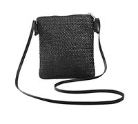 Wresetly Paja Trenza Pequeños Cuadrados Un Hombro Bolsa Cruzada Inclinada Bolso Monedero Bolsa de Playa de Vacaciones Descontratado - Negro, Negro