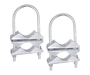 Wresetly Pinza de Mástil Antena Doble Soporte de Mandíbula en V Pernos en U Material de la Manguera 2 Conjuntos para Antena WiFi, Antena de TV