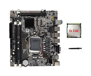 Wresetly Placa base H55 LGA1156 compatible con I3 530 I5 760 Series CPU DDR3 Memory Computer Motherboard+I3 530 CPU+grasa térmica