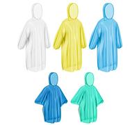 Wresetly Ponchos de lluvia desechables o reutilizables con capucha con cordón, 5 unidades