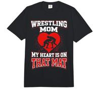 Wrestling Mom, mi corazón está en Esa Alfombra Comfort Colors Adult Heavyweight T-Shirt