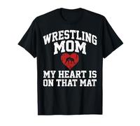 Wrestling Mom My Heart Is On That Mat Vintage Camiseta