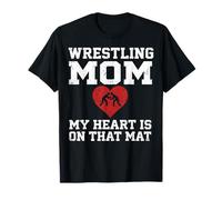 Wrestling Mom My Heart Is On That Mat Vintage Camiseta