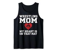 Wrestling Mom My Heart Is On That Mat Vintage Camiseta sin Mangas