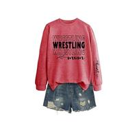 Wrestling Mom My Heart Is Women's Relaxed Fit Sweatshirt, Long Sleeve Crewneck Graphic Pullover for Comfort