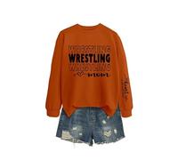 Wrestling Mom My Heart Is Women's Relaxed Fit Sweatshirt, Long Sleeve Crewneck Graphic Pullover for Comfort