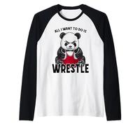 Wrestling Panda Todo lo Que Quiero Hacer es un Lindo Luchador de Osos Camiseta Manga Raglan