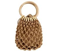 WREWING Bolso de mano de algodón tejido para playa, elegante bolsa pequeña para salidas de verano, práctico diseño de mano para artículos esenciales y llaves, todo combina con un aspecto casual, Brown