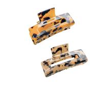 WREWING Pinzas de pinza de tortuga de 7,5 cm para cabello grueso, paquete de 2 pasadores de mandíbula de mariposa francesa de acetato con estampado de leopardo, estilo 2