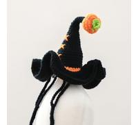 WREWING Sombrero de mago para mascotas, disfraz de gato y perro, ajustable, color negro medianoche (talla única)