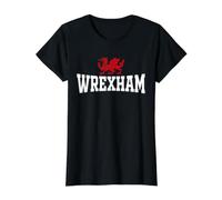 Wrexham City Gales Dragón Rojo Wrecsam Cymru Condado de Gales Camiseta gráfica económica, Mujer, Negro, S