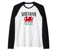 Wrexham Gales Cymru Bandera de dragón galés Wrexham City Love Camiseta Manga Raglan