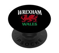 Wrexham Gales Cymru Bandera de dragón galés Wrexham City Love PopSockets PopGrip Adhesivo