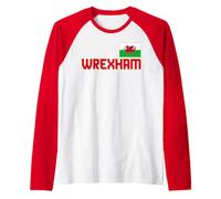 Wrexham Wales City Cymru, dragón de Bandera de Gales, Rojo Camiseta Manga Raglan