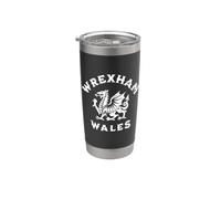 Wrexham Wales Welsh Dragon Flag Vintage Vaso térmico de acero inoxidable de doble pared