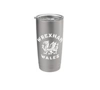 Wrexham Wales Welsh Dragon Flag Vintage Vaso térmico de acero inoxidable de doble pared