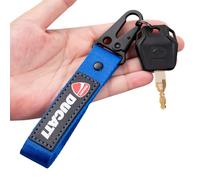 WRFUU Llavero Personalizado con Bordado de poliéster para Motocicleta, Moto Llavero Personalizado, Llavero para Ducati,Blue-A