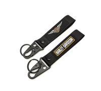 WRFUU Llavero Personalizado con Bordado de poliéster para Motocicleta, Moto Llavero Personalizado, Llavero para Harley,Black-A