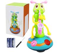 WRIGGY Caterpillar, Juguete de Oruga de saxofón de Baile eléctrico con música y luz LED, saxofón de Juguete sensorial Educativo para Juguetes de Aprendizaje de 0-3 años, con batería, Juguetes de Soni