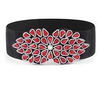 Wriidy Cinturón elástico de diamantes de imitación para mujer, cinturón elástico verde, accesorios de joyería para niñas, Red2, S