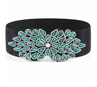 Wriidy Cinturón elástico de diamantes de imitación para mujer, cinturón elástico verde, accesorios de joyería para niñas, Verde, S