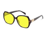 Wrimen Gafas de conducción nocturna, gafas de visión nocturna para mujer, polarizadas, grandes, XL, amarillas, con marco de gran tamaño, sin deslumbramientos, gafas de noche, C-Dark Leopard Pattern