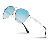 Wrimen Pilot - Lentes de sol polarizados para hombre, unisex, con marco de metal ligero, protección clásica ultra UV400 para conducir, pescar y deportes al aire libre, 5-gradiente azul