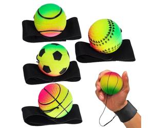 Wrist Ball - 4 piezas Rebound Ball on a String with Retractable Wristband | Hand Forearm Strengthener Sports Accessory for Workout, Ejercicio, Fitness Training, Outdoor, Indoor Gym, Home, Backyard