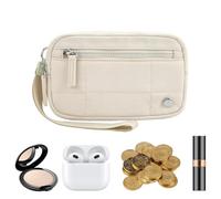 Wristlet Wallet - Cartera para mujer, portátil con cierre de cremallera, organizador de teléfono para teléfono, cambio, fácil conmutación y compras, beige, Se référer au descriptif, Consulte la