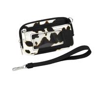 Wristlet Wallet with Zipper Pocket, Compact Convenient Card Holder,6,1 x 4,06 x 0,79 pulgadas Phone Organizer for Credit Cards, Cash and Lipstick, Black And White Brown Cow, Se référer au descriptif,