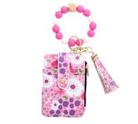 Wristlet Wallet, Wristlet Wallet, 3,35 x 4,72 pulgadas Heavy Duty Small Silicone Bracelet Folded Lovely Leather Card Holder for Daily ID Use, Bag and Travel, rosa brillante, Se référer au descriptif