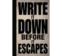 WRITE IT DOWN BEFORE IT ESCAPES: An Inspirational Blank Lined Journal for Creative Thinkers, Midnight Ideas, Daily Brain Dumps, and Catching Thoughts on the Fly