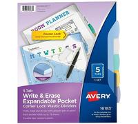 Write & - Separadores de plástico con pestañas Grandes, 5 pestañas, Letra