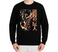 WriteFusion Attack on Titan Motiv - Eren, Mikasa, Armin & épica batallas titanes para fans de Shingeki no Kyojin Style XX Jersey, Negro , M