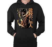 WriteFusion Attack on Titan Motiv - Eren, Mikasa, Armin & épica batallas titanes para fans de Shingeki no Kyojin Style XX Hoodie, Negro, L