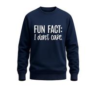 WriteFusion Fun FACT: I Don't Care - frase sarcástica, declaración irónica, diseño minimalista, humor con actitud, azul marino, S
