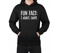 WriteFusion Fun FACT: I Don't Care - frase sarcástica, declaración irónica, diseño minimalista, humor con actitud sudadera con capucha, Negro , L