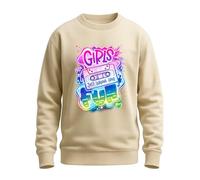 WriteFusion Girls Just Wanna Have Fun - Neon 80s Casete Retro Design Pop Art Vibes Party Look Idea Idea Suéter Piedra Natural L