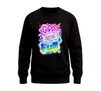 WriteFusion Girls Just Wanna Have Fun - Neon 80s Casete Retro Design Pop Art Vibes Party Look Idea Idea Suéter Negro 3XL