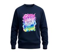 WriteFusion Girls Just Wanna Have Fun - Neon 80s Casete Retro Design Pop Art Vibes Party Look Idea Idea de Regalo Jersey Azul Marino XXL