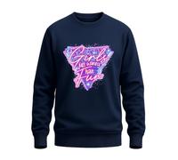 WriteFusion Girls just Wanna Have Fun - Neon Retro Style 80 Design Pink Blue Design Pop Art Look Jersey, azul marino, 3XL