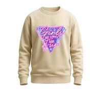 WriteFusion Girls just Wanna Have Fun - Neon Retro Style 80 Design Pink Blue Design Pop Art Look Jersey, piedra natural, XXL