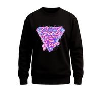 WriteFusion Girls just Wanna Have Fun - Neon Retro Style 80 Design Pink Blue Design Pop Art Look Jersey, Negro , L