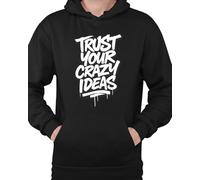 WriteFusion Trust Your Crazy Ideas - Sudadera con capucha con texto en alemán "Strong Your Crazy Ideas", Negro , 3XL